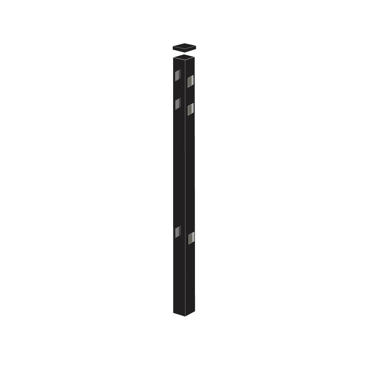 Line Post - 2" x 2" x 70" (G)-Aluminum Fence Posts-ActiveYards-Black-FenceCenter