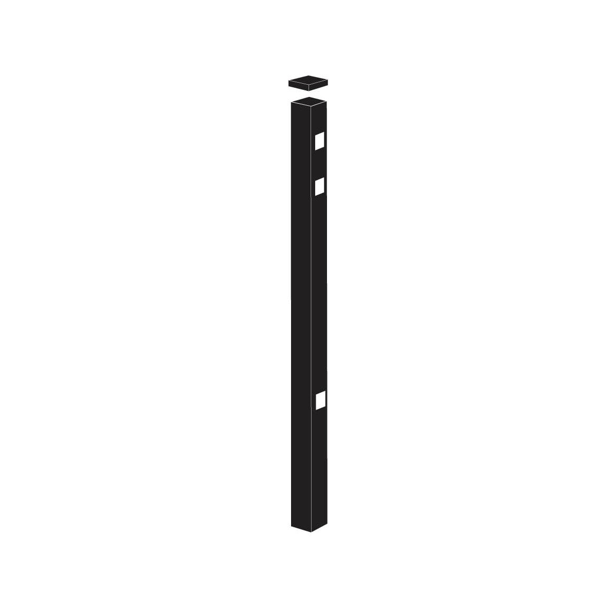 Heavy Duty Gate Post - 2" x 2" x 70" (G)-Aluminum Fence Posts-ActiveYards-Black-FenceCenter