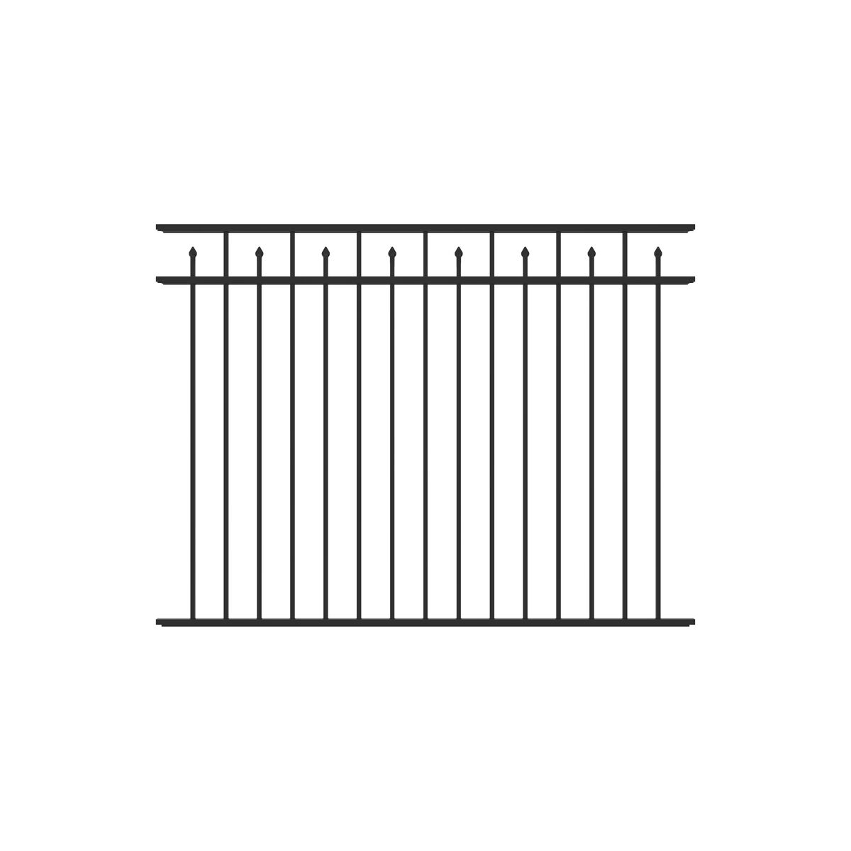 Augustine Harbor Series - Fence Panel - 4½' x 6' Drop Rail-Aluminum Fence Panels-ActiveYards-Black-FenceCenter