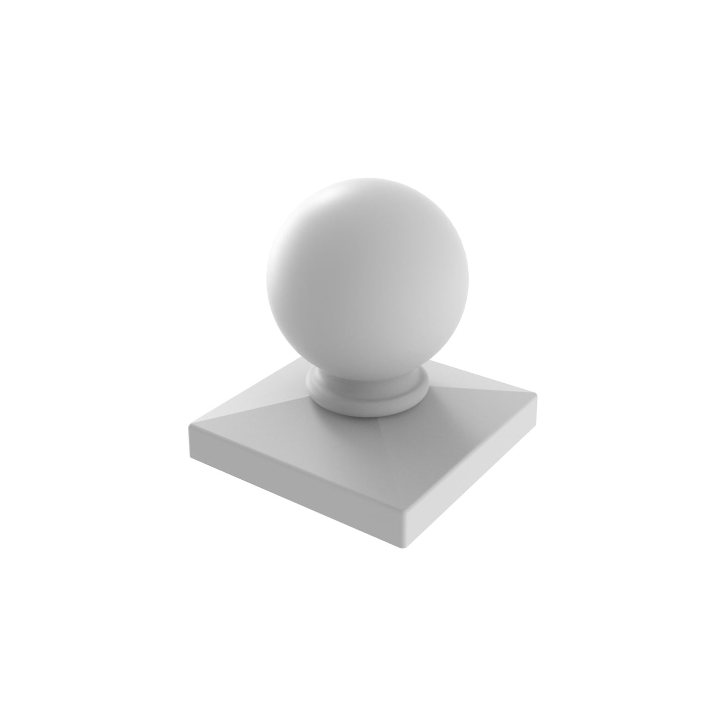 Square Base Ball Post Cap - 5" x 5"-Fence Post Caps-ActiveYards-White-FenceCenter