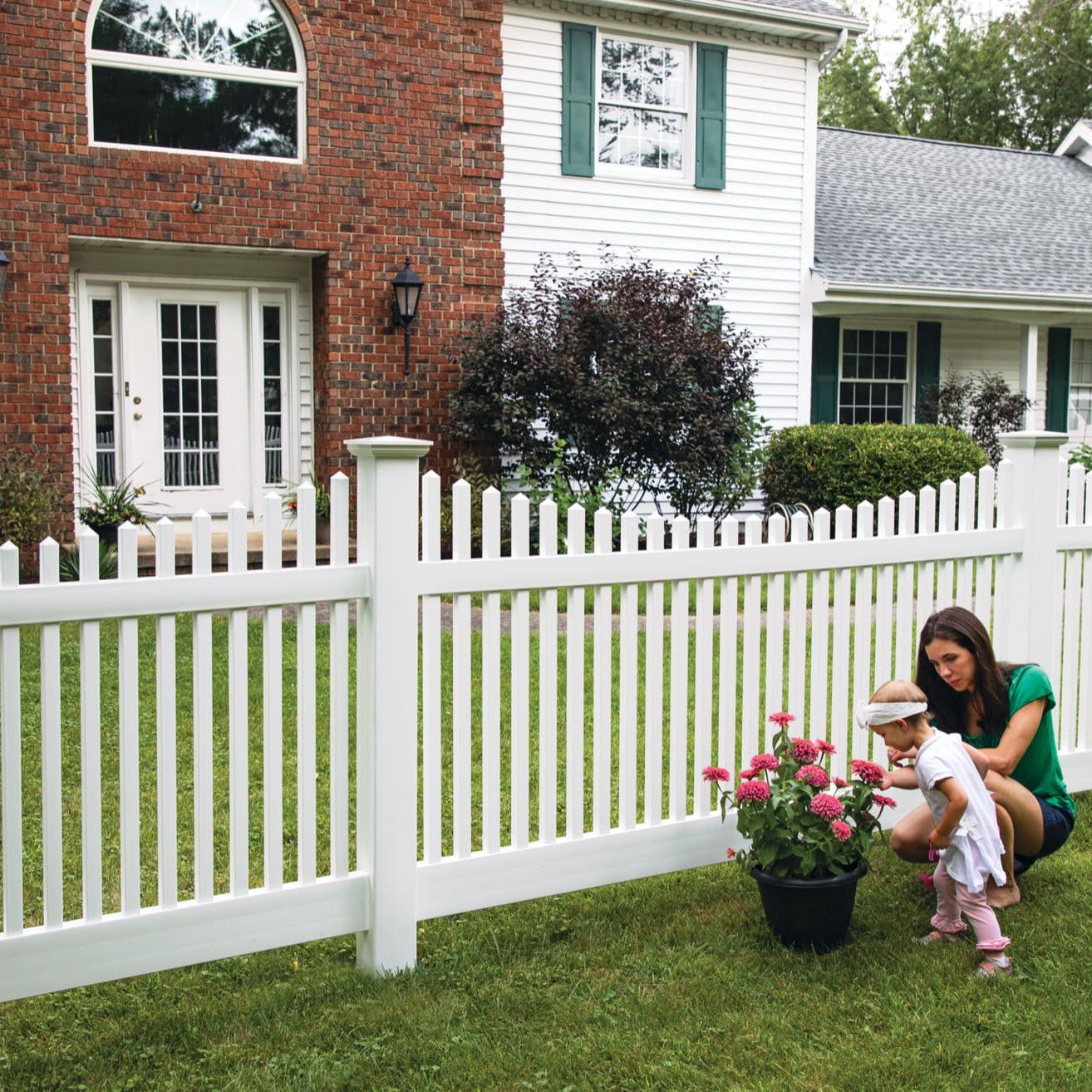 Chestnut Scallop Haven Series - Fence Panel - 4' x 8'-Vinyl Fence Panels-ActiveYards-White-FenceCenter