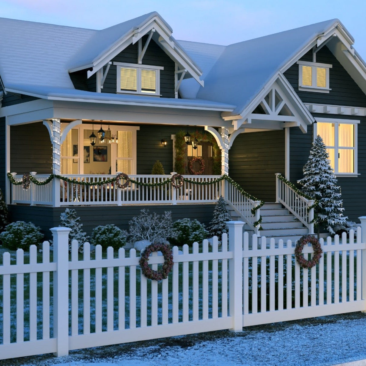 Rockport Scallop Haven Series - Fence Panel - 4' x 8'-Vinyl Fence Panels-ActiveYards-White-FenceCenter