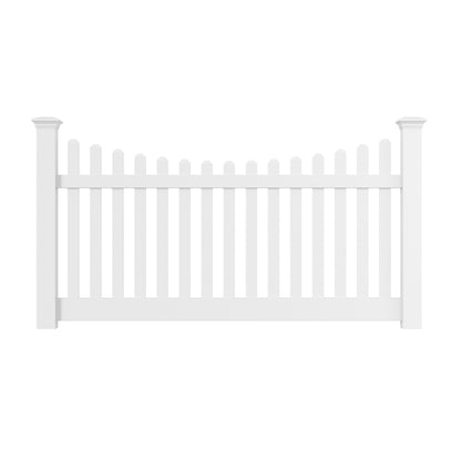 Rockport Scallop Haven Series - Fence Panel - 4' x 8'-Vinyl Fence Panels-ActiveYards-White-FenceCenter