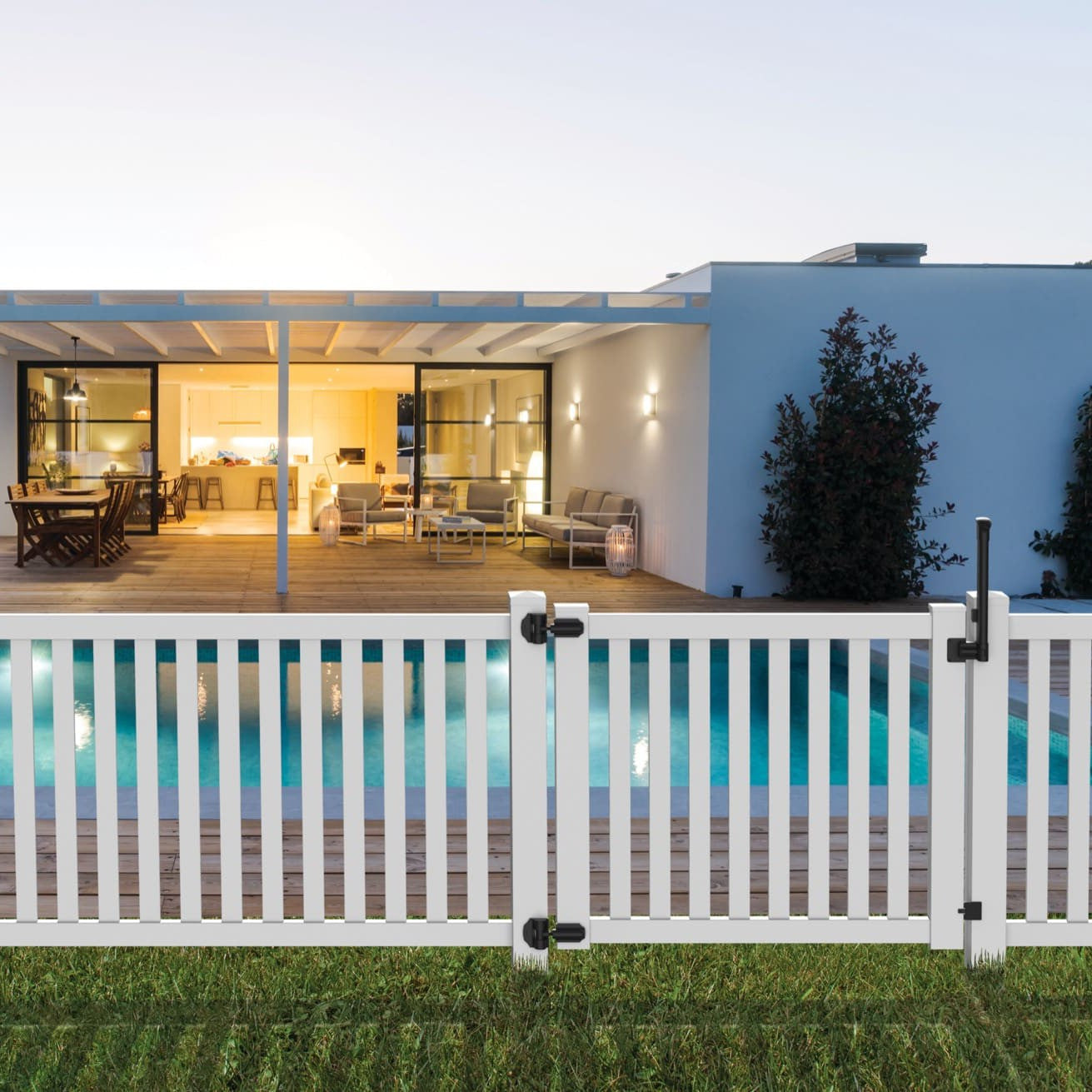 Norwalk Slim Haven Series - Drive Gate - 4' x 58"-Vinyl Fence Gates-ActiveYards-White-FenceCenter