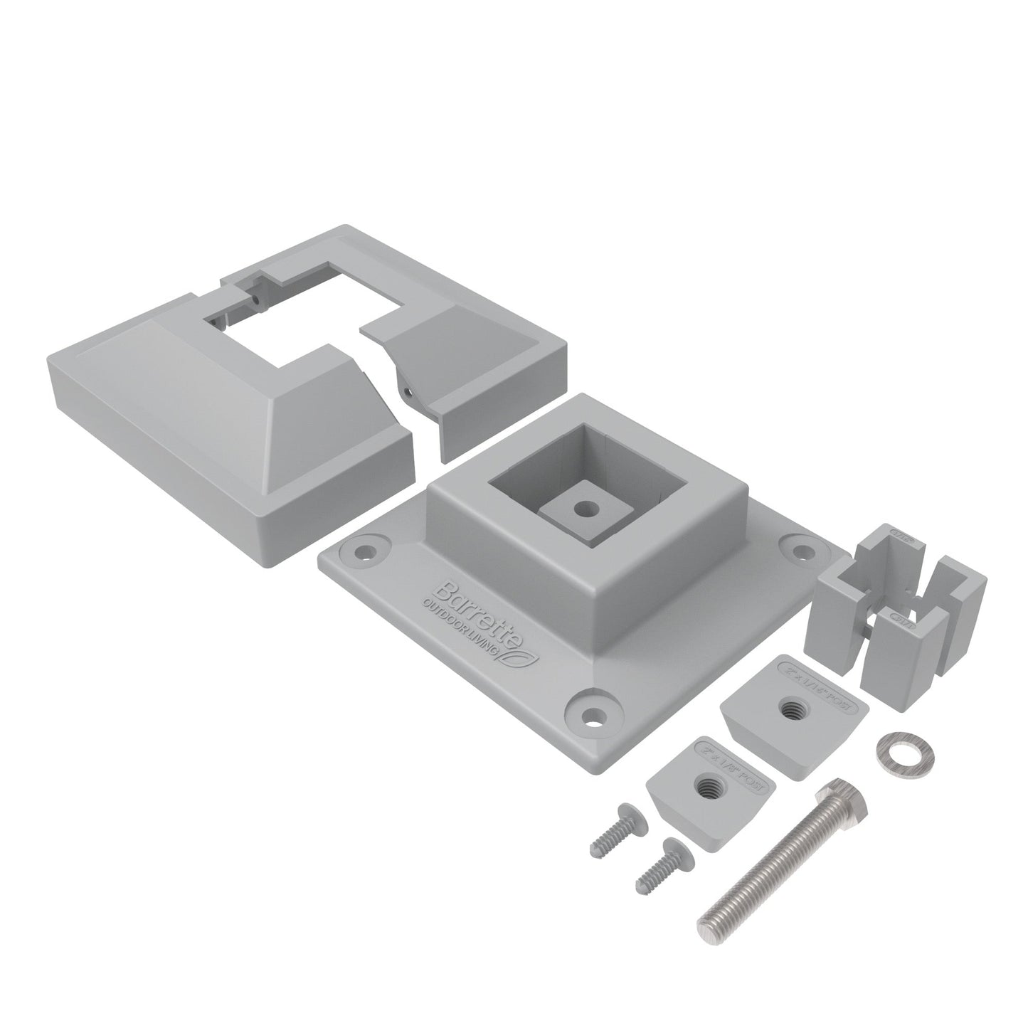 Surface Mount & Cover G2 - 2"-Accessories-BOL Hardware-Gray-12-FenceCenter