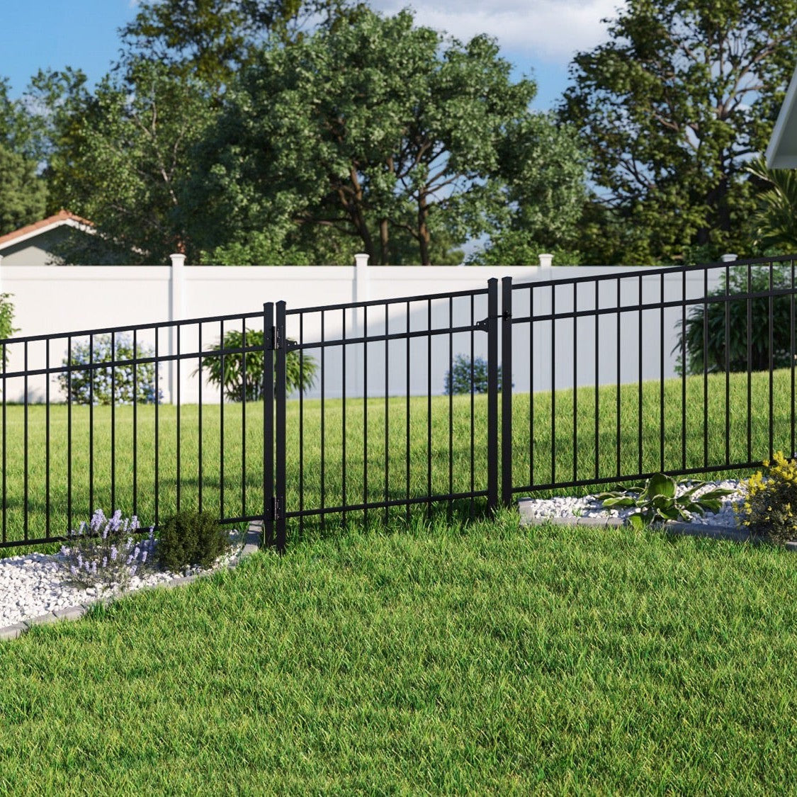 Princeton Harbor Series - Fence Panel - 4' x 6'-Aluminum Fence Panels-ActiveYards-Black-FenceCenter