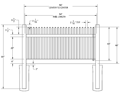 CAPE COD  - Fence Panel - 4' x 8'