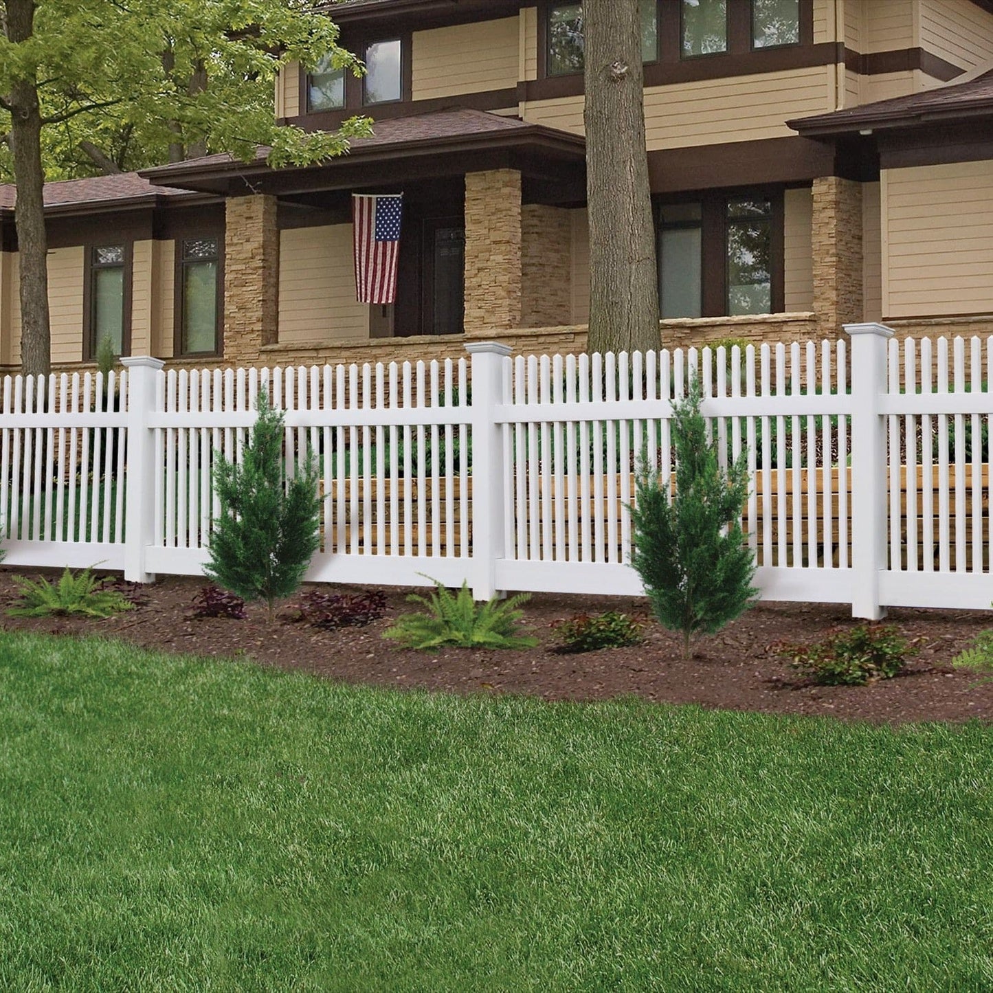 Chestnut  - Fence Panel - 4' x 8'-Vinyl Fence Panels-ActiveYards-White-FenceCenter