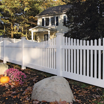 Chestnut Scallop Haven Series - Fence Panel - 4' x 8'-Vinyl Fence Panels-ActiveYards-White-FenceCenter