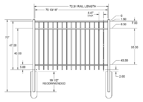 PRINCETON Standard Series Fence Panel - 4' x 6' (goes with Post "G")