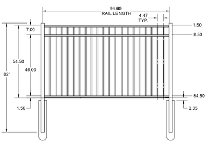 PRINCETON Premium - Fence Panel - 4½' x 8' Drop Rail  (goes with Post "H")