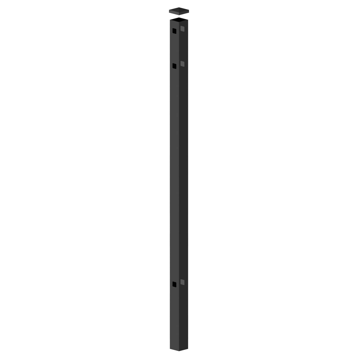 Line Post - 2" x 2" x 70" (B)-Aluminum Fence Posts-ActiveYards-Black-FenceCenter