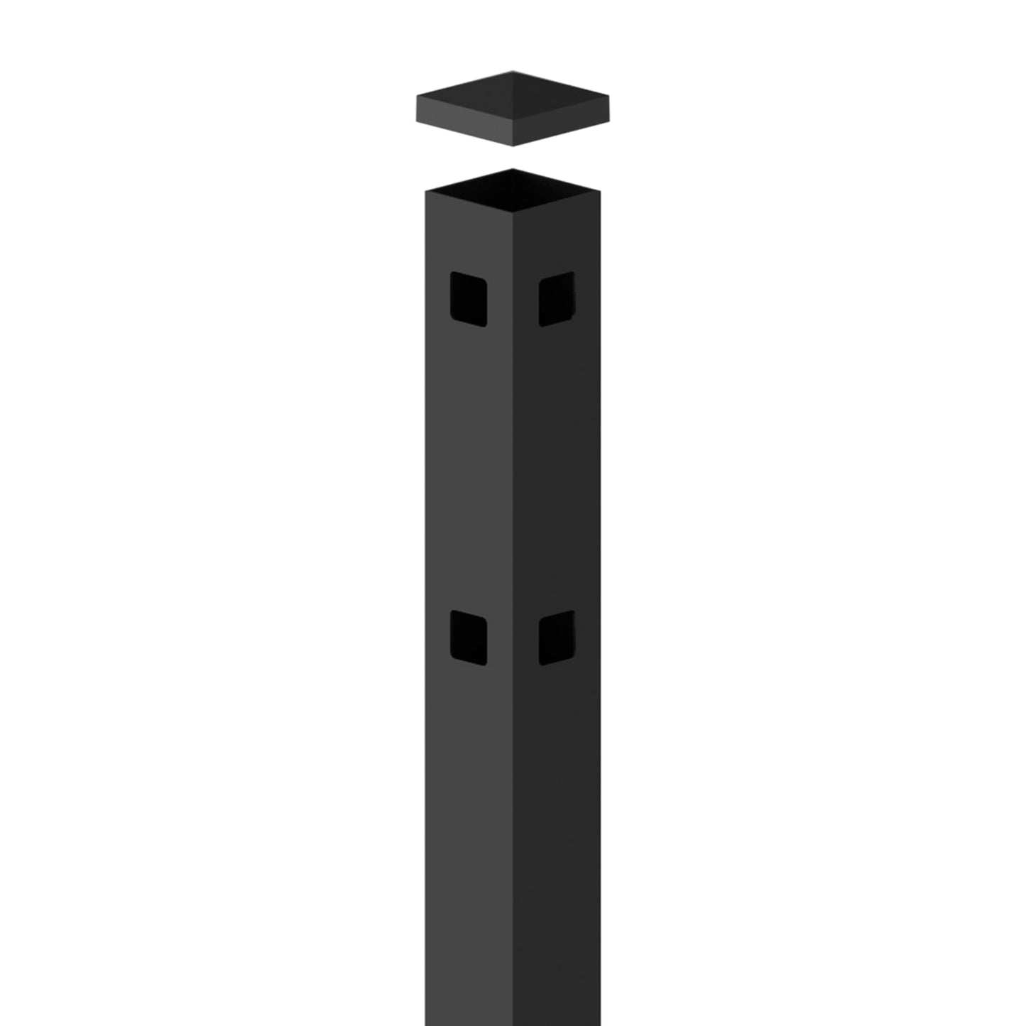 Corner Post - 2" x 2" x 70" (B)-Aluminum Fence Posts-ActiveYards-Black-FenceCenter