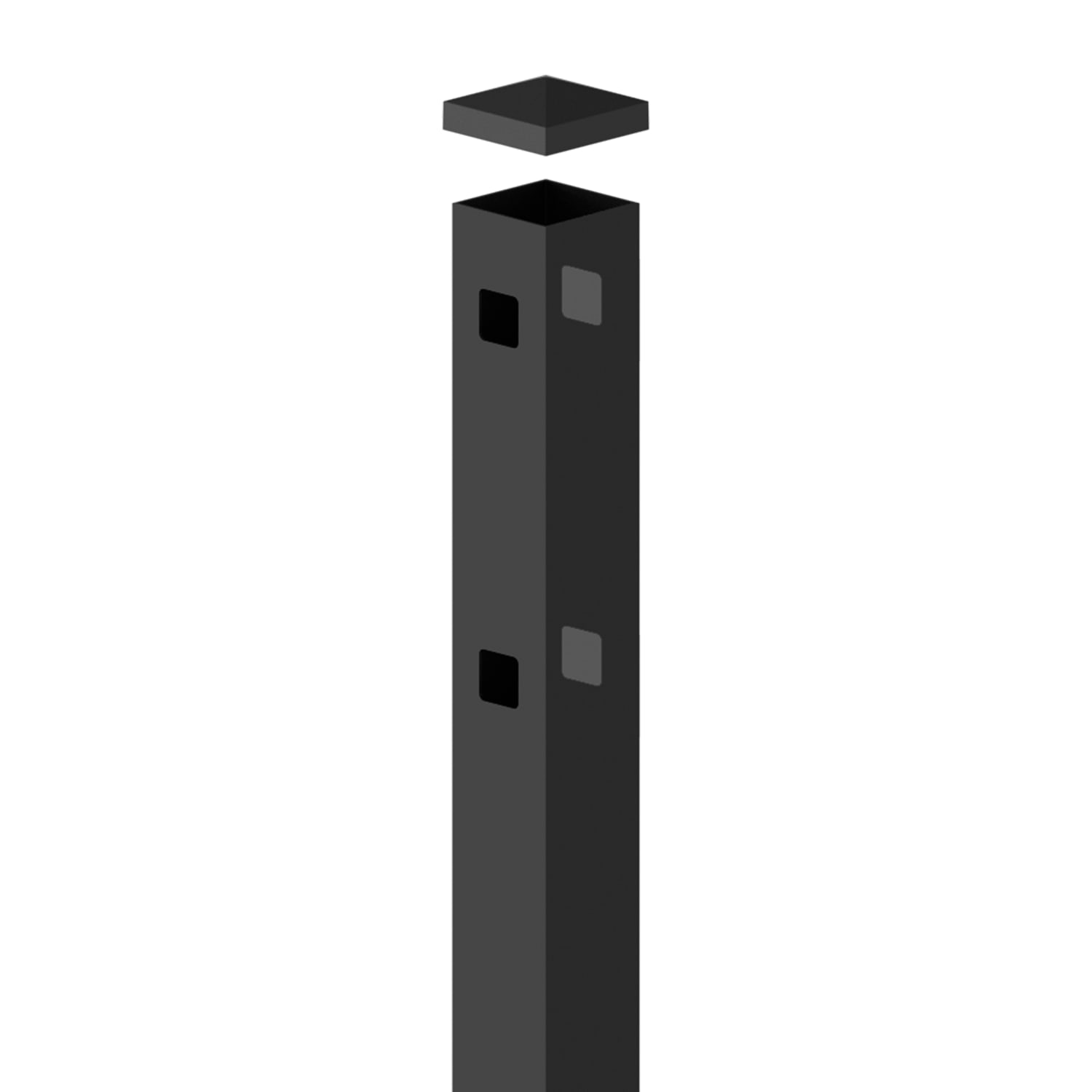 Line Post - 2" x 2" x 70" (G)-Aluminum Fence Posts-ActiveYards-Black-FenceCenter